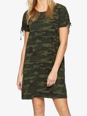 Sanctuary Camo Drawstring Sleeve T-Shirt Dress